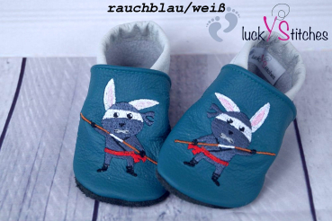 Lederpuschen Ninja Hase Größe 20